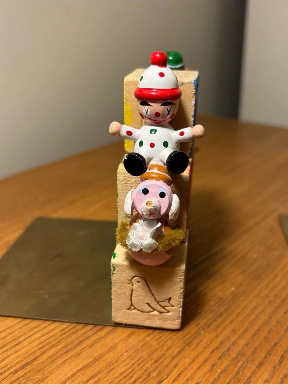 Wooden Alphabet Blocks Set with Festive Figures - Red, Green, Yellow, bookends